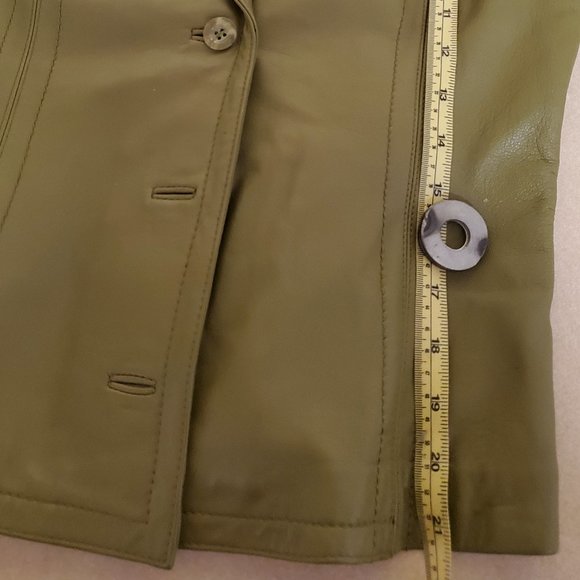 Tristan Green Leather Blazer size small - Picture 3 of 7